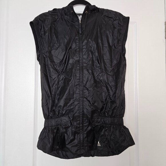 Y2K Adidas Lightweight Hooded Vest Black Size S - Picture 1 of 10